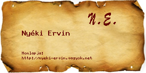 Nyéki Ervin névjegykártya